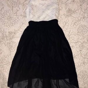 White & Black High-Low Dress